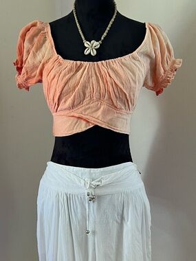 NWT XL Blanco 100% Cotton creamsicle Crop Top